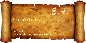 Eke Anina névjegykártya